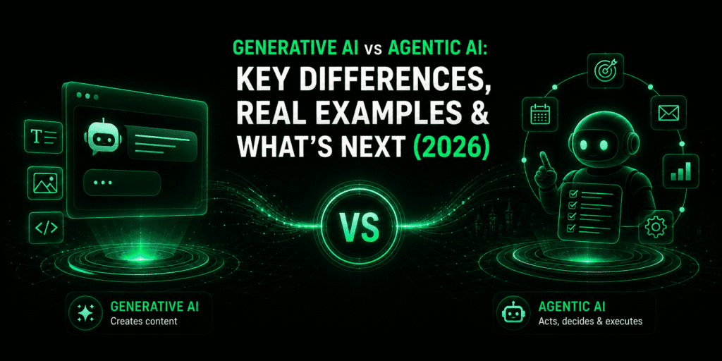 Generative AI vs Agentic AI: Key Differences, Real Examples & What’s Next 2026